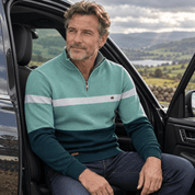 Miles Kendall | Quarter-Zip Colour Block Sweater For Men