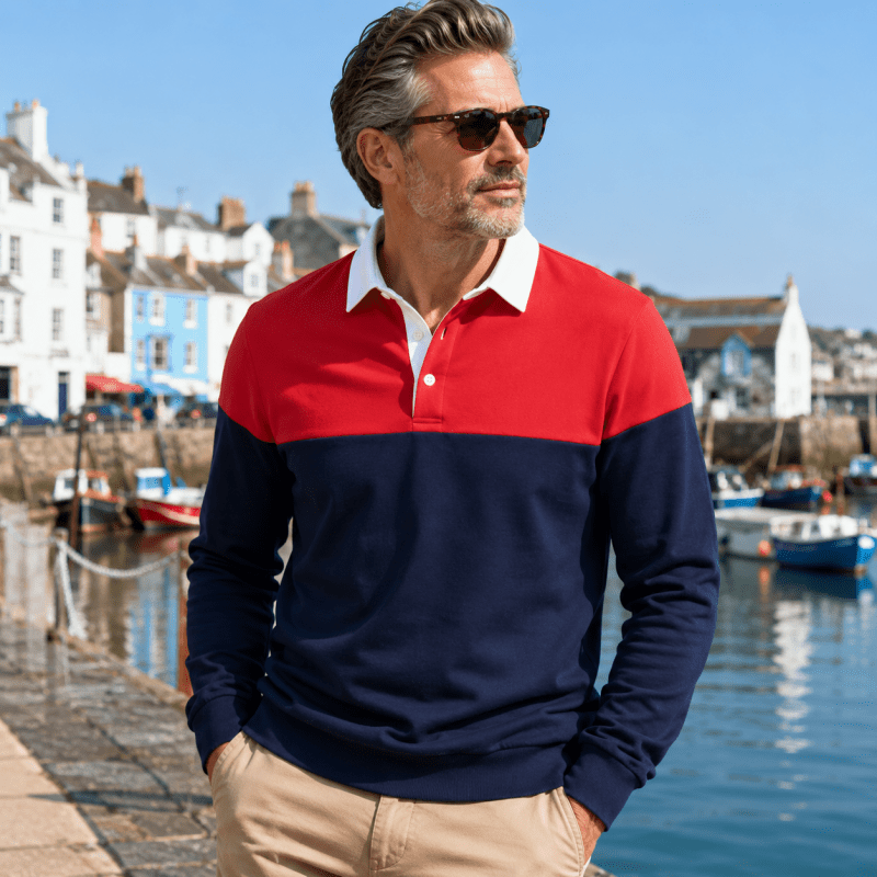 Graham Whitlock | Colour-Block Polo Sweater With Ribbed Cuffs