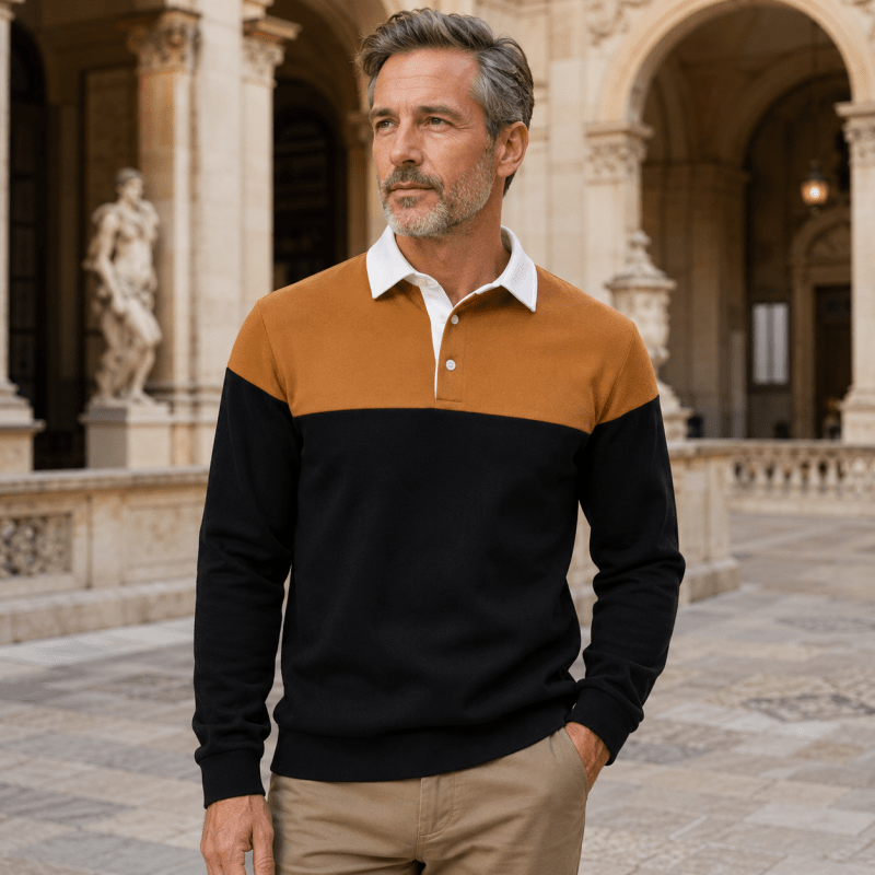 Graham Whitlock | Colour-Block Polo Sweater With Ribbed Cuffs