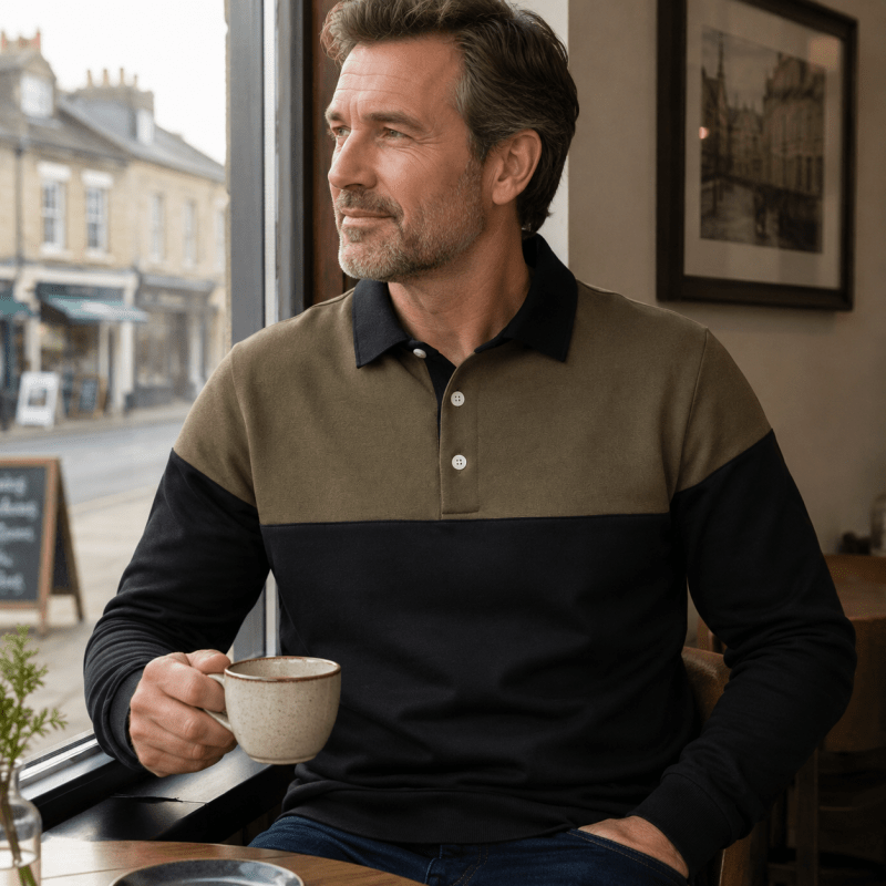 Graham Whitlock | Colour-Block Polo Sweater With Ribbed Cuffs