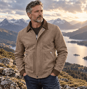 Marcus Fielding | Suede-Effect Mens Jacket With Contrast Collar