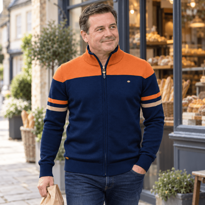 Barnaby Kingswell | Cotton Zip Sweater With Contrast Panel