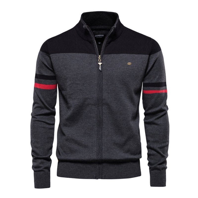 Barnaby Kingswell | Cotton Zip Sweater With Contrast Panel