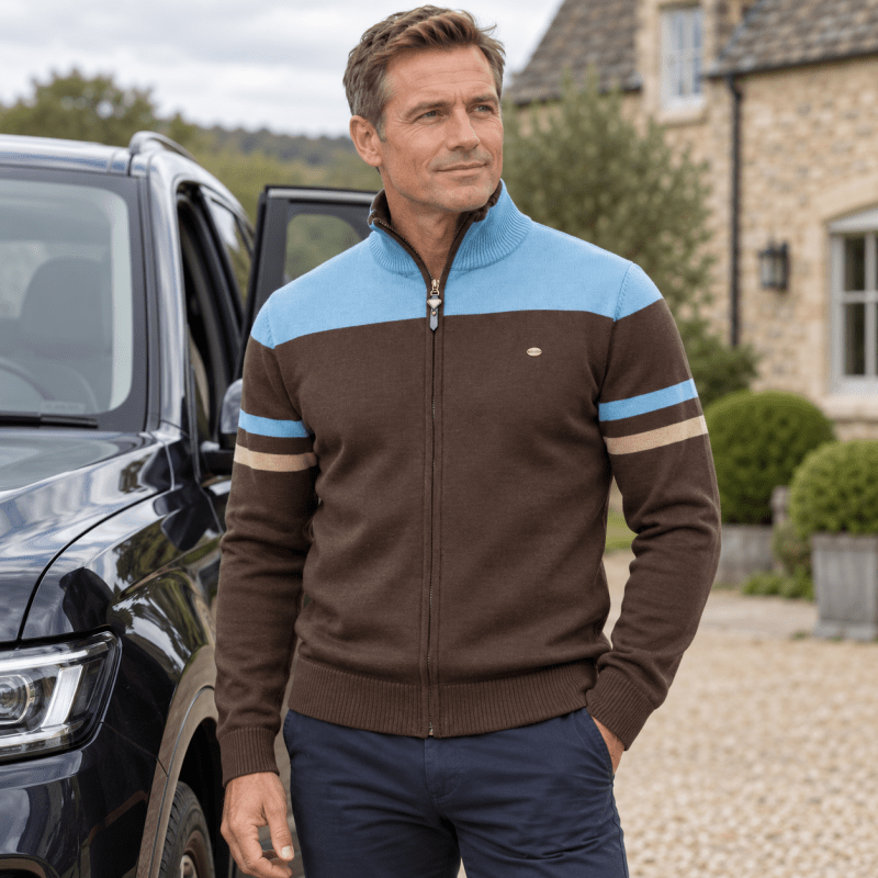 Barnaby Kingswell | Cotton Zip Sweater With Contrast Panel