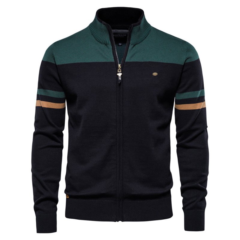 Barnaby Kingswell | Cotton Zip Sweater With Contrast Panel