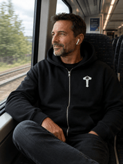 Duncan Ferris | Navy Zip Hoodie With Kangaroo Pocket