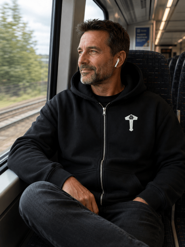 Duncan Ferris | Navy Zip Hoodie With Kangaroo Pocket