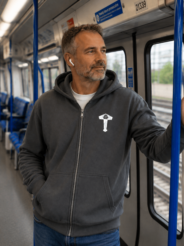 Duncan Ferris | Navy Zip Hoodie With Kangaroo Pocket