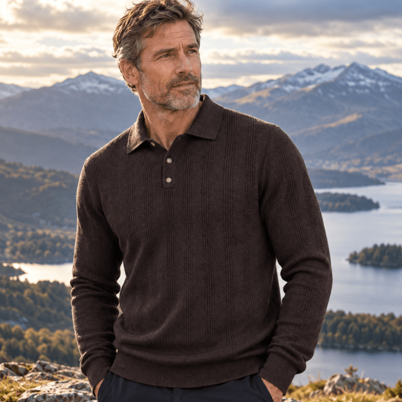 Rowan Whitlock | Ribbed Knit Sweater With Polo Collar