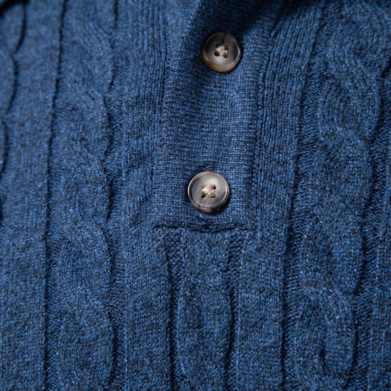 Rupert Colton | Cable-Knit Polo Sweater For Men