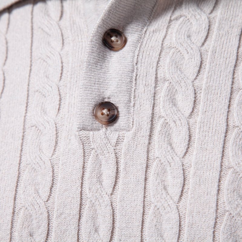 Rupert Colton | Cable-Knit Polo Sweater For Men