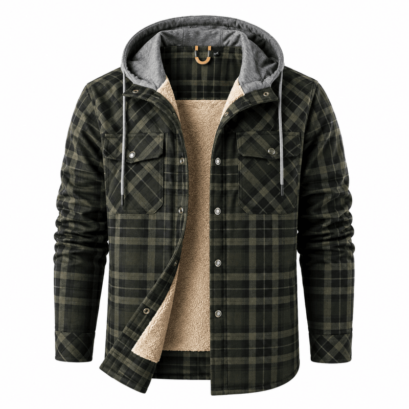 Nathaniel Hayes | Sherpa-Lined Plaid Hooded Jacket