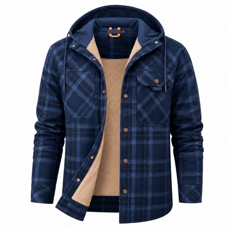 Nathaniel Hayes | Sherpa-Lined Plaid Hooded Jacket