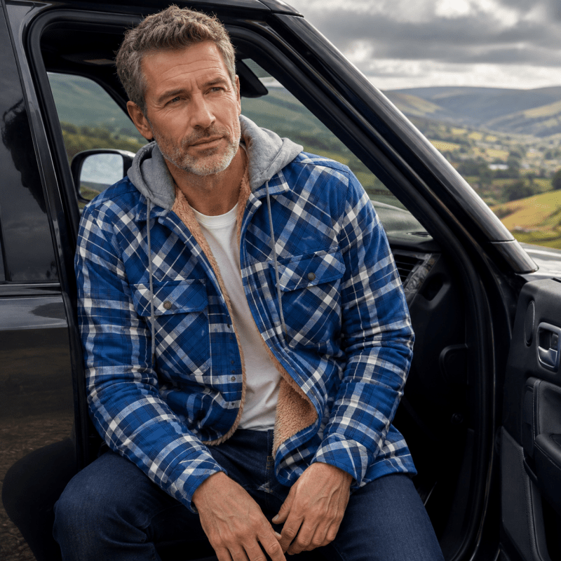 Nathaniel Hayes | Sherpa-Lined Plaid Hooded Jacket