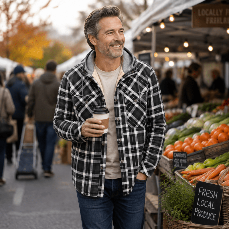 Nathaniel Hayes | Sherpa-Lined Plaid Hooded Jacket
