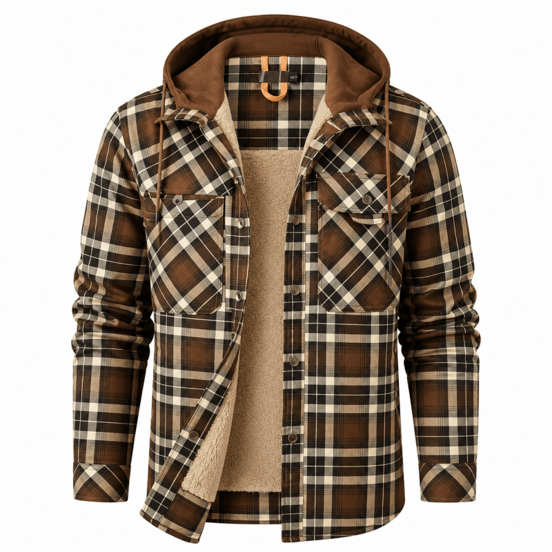 Nathaniel Hayes | Sherpa-Lined Plaid Hooded Jacket