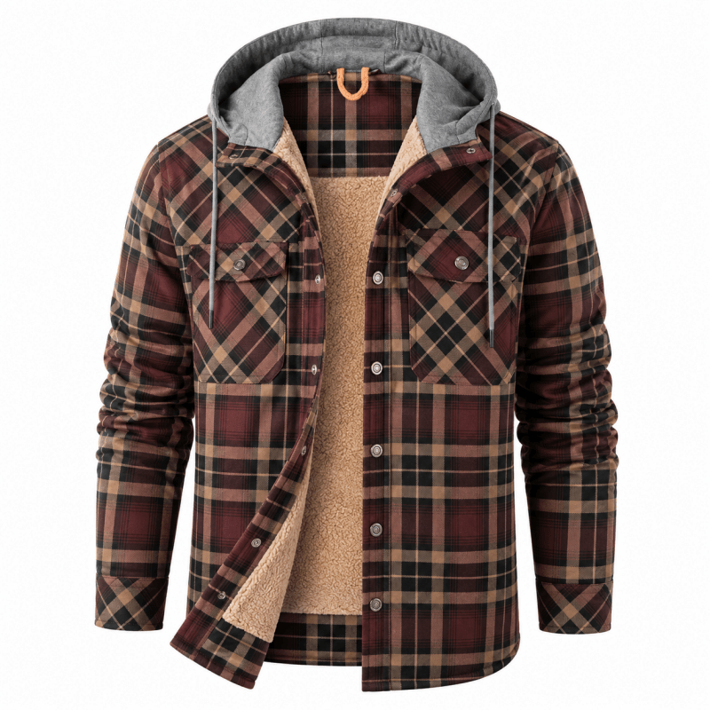 Nathaniel Hayes | Sherpa-Lined Plaid Hooded Jacket