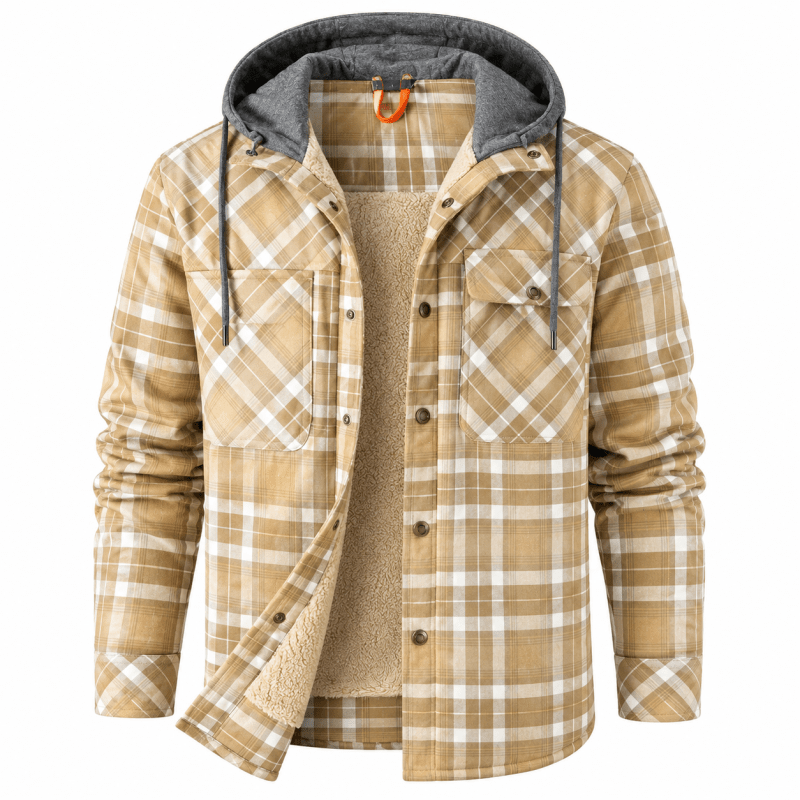Nathaniel Hayes | Sherpa-Lined Plaid Hooded Jacket