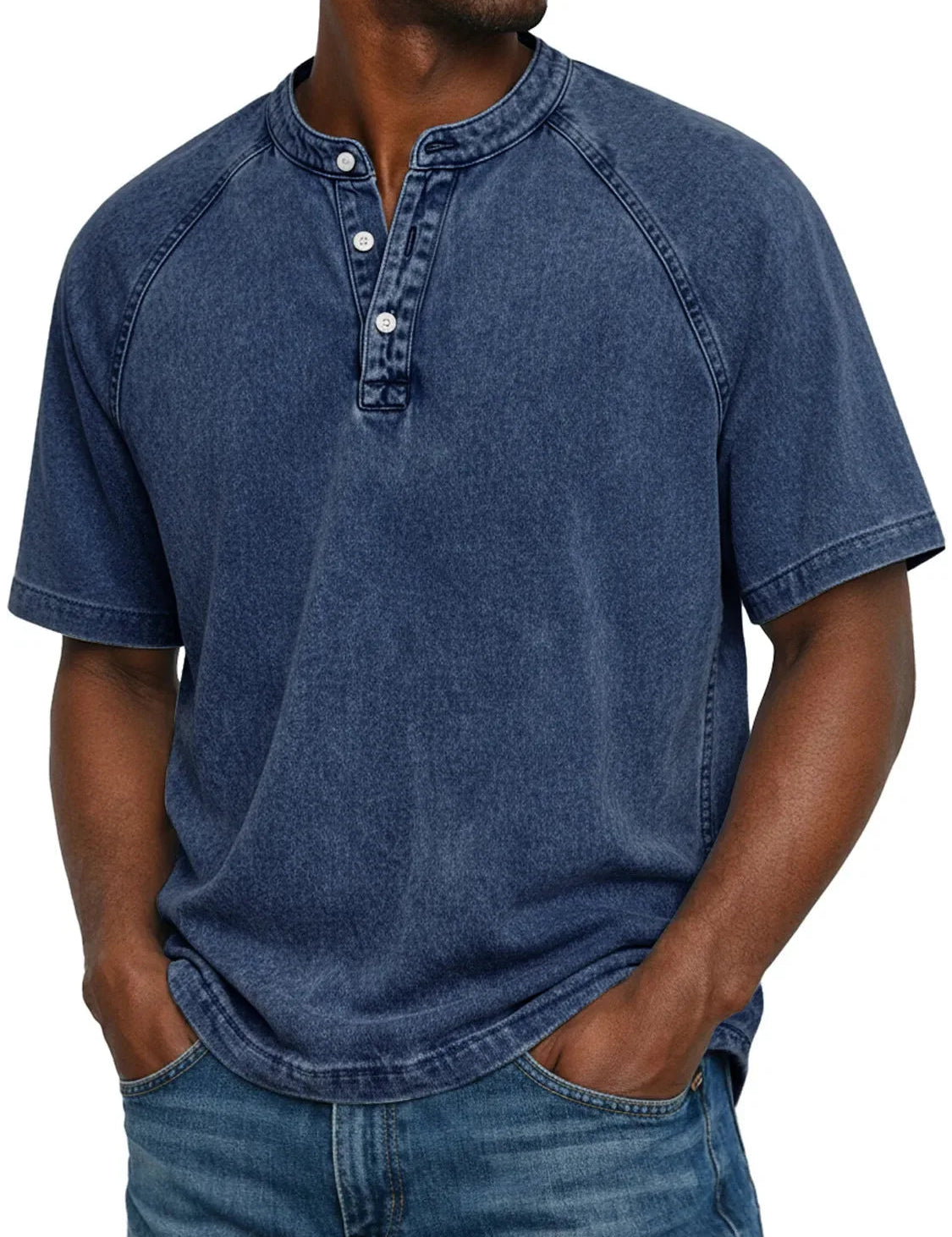 Declan Okafor | Men's Washed Henley T-Shirt Vintage Casual
