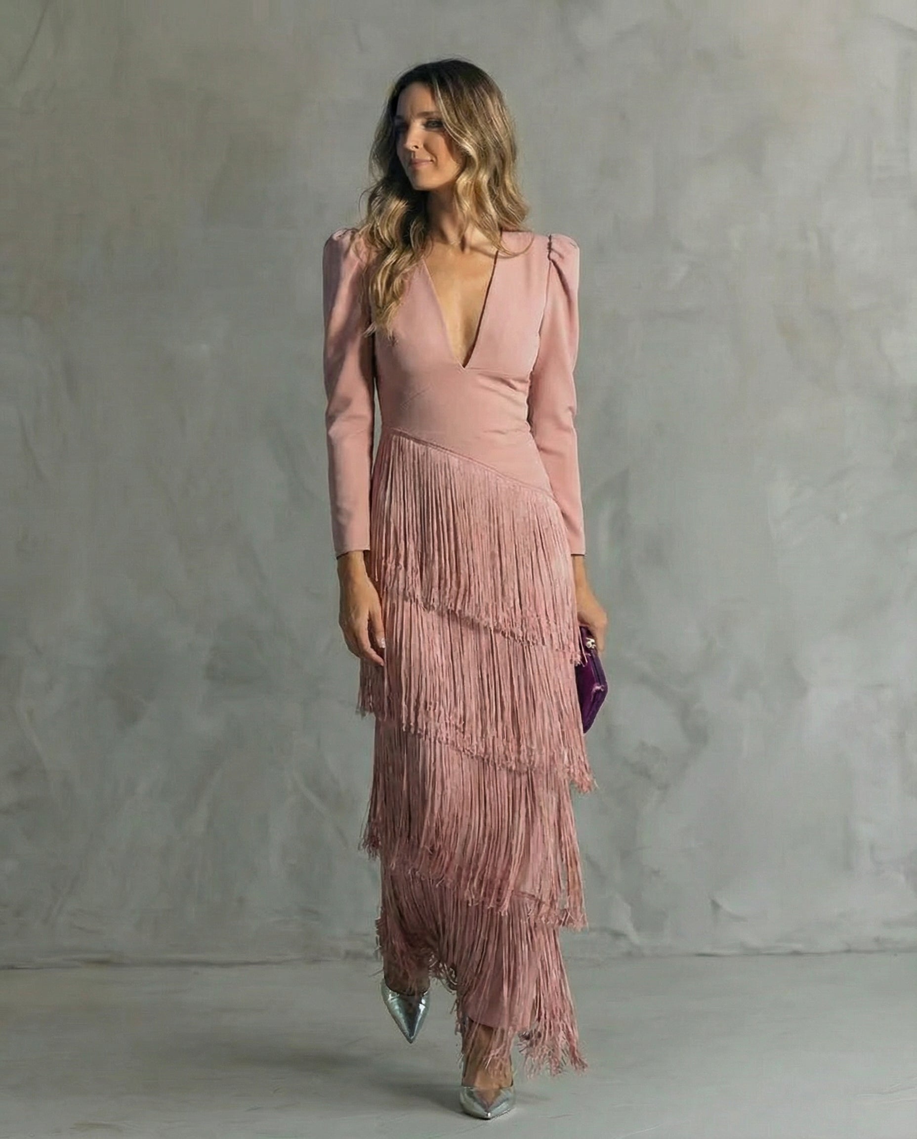 Phoebe Morris | Fringe V-Neck Maxi Dress