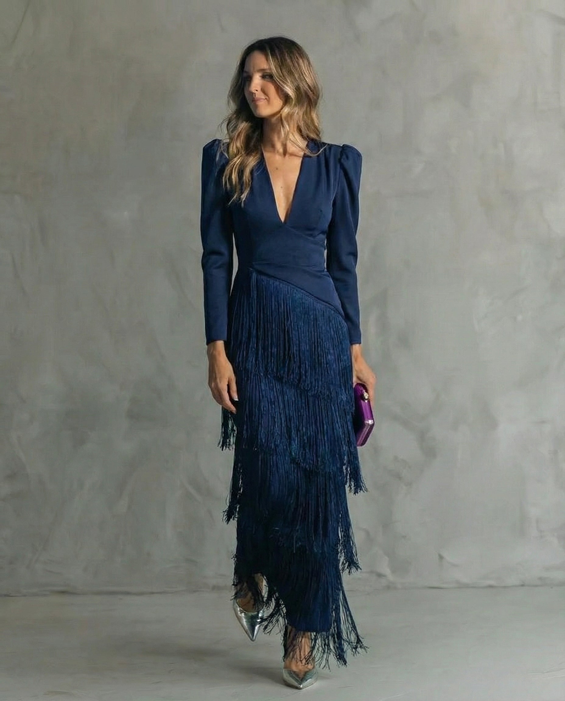 Phoebe Morris | Fringe V-Neck Maxi Dress