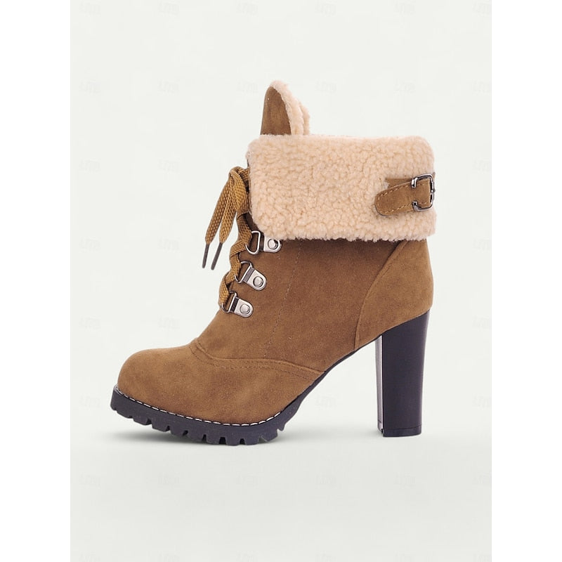 Tabitha Evans | Fur-Trimmed Lace-Up Winter Boots