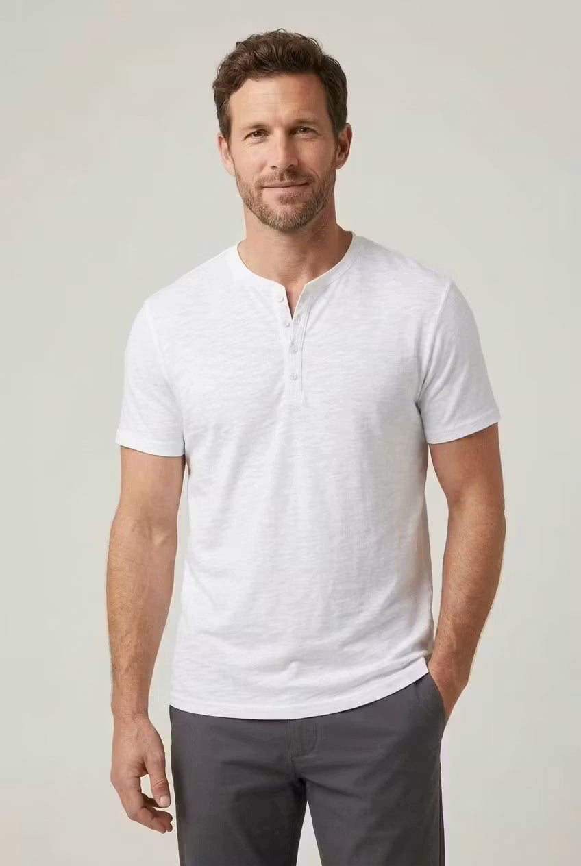 Fletcher Morris | Men's Cotton Henley T-Shirt Relaxed Fit