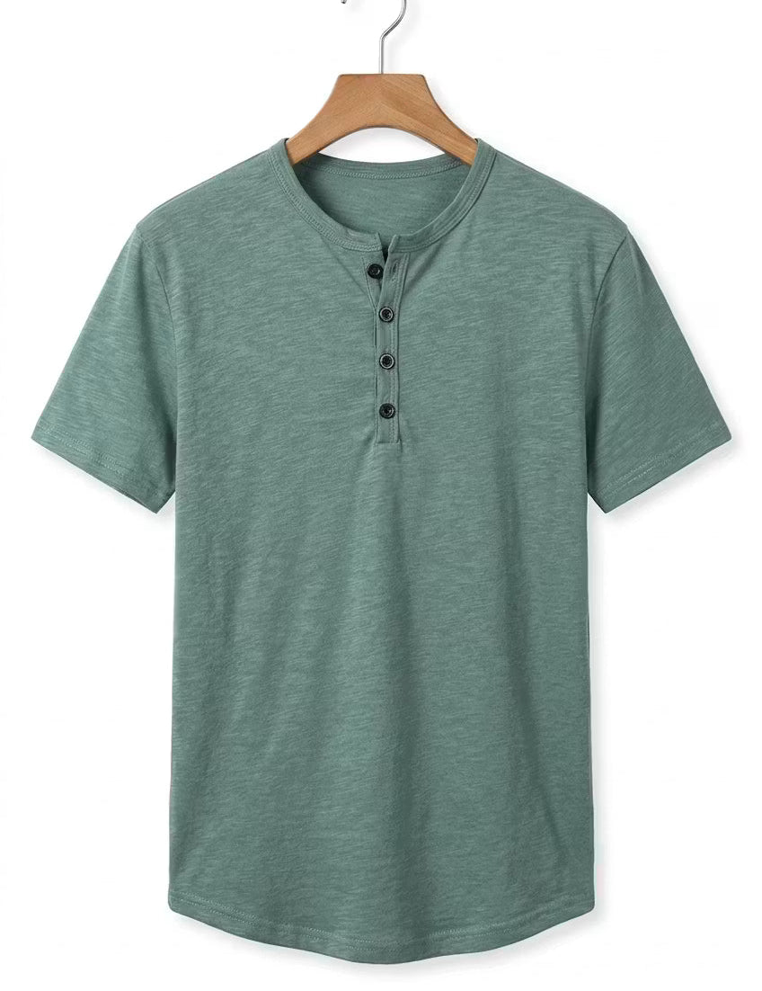 Fletcher Morris | Men's Cotton Henley T-Shirt Relaxed Fit