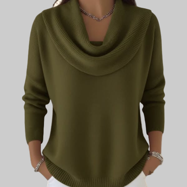 Clara Sheldon | Cowl Neck Sweater With Ribbed Knit