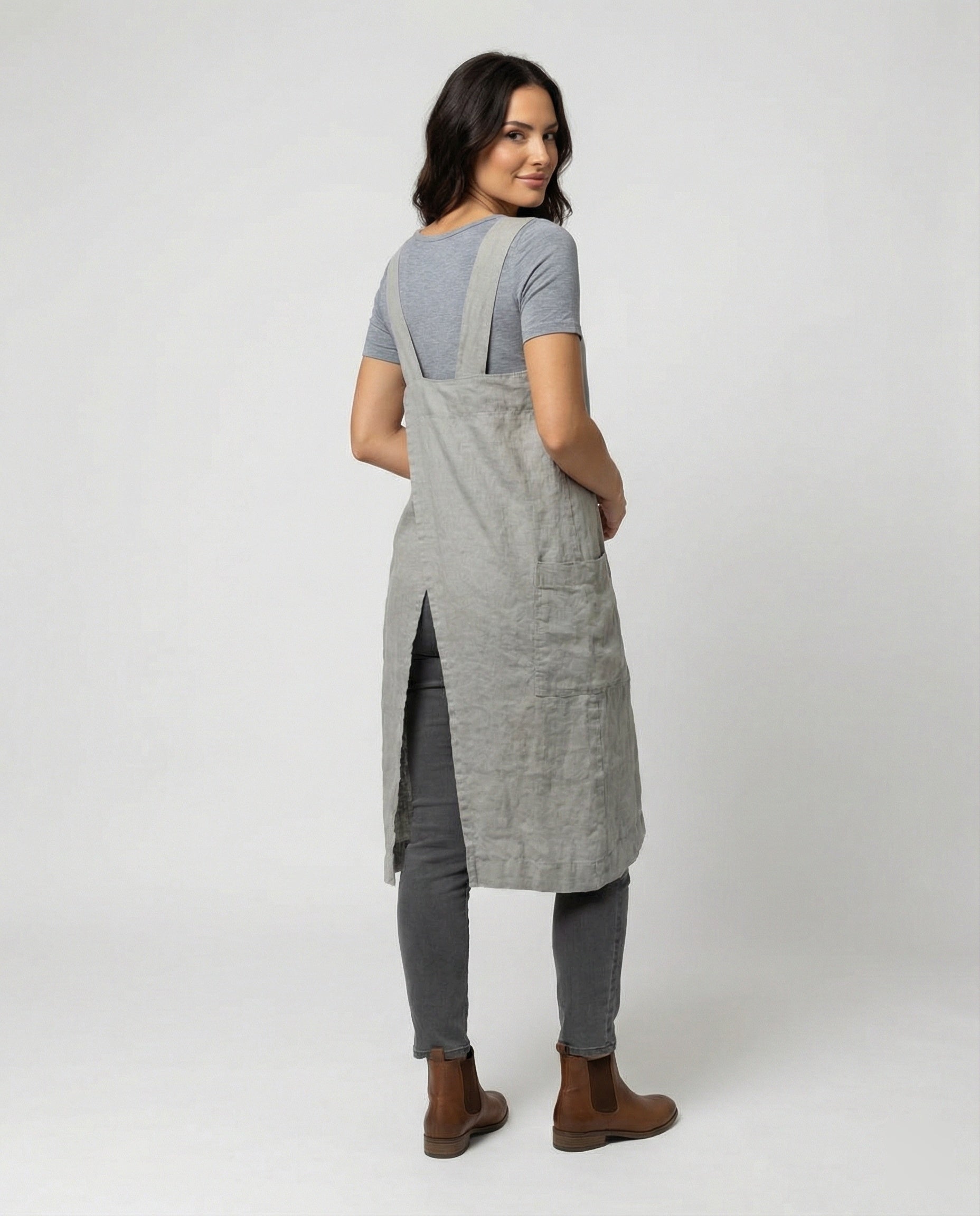 Daisy Clarke | Linen Apron Dress with Deep Pockets