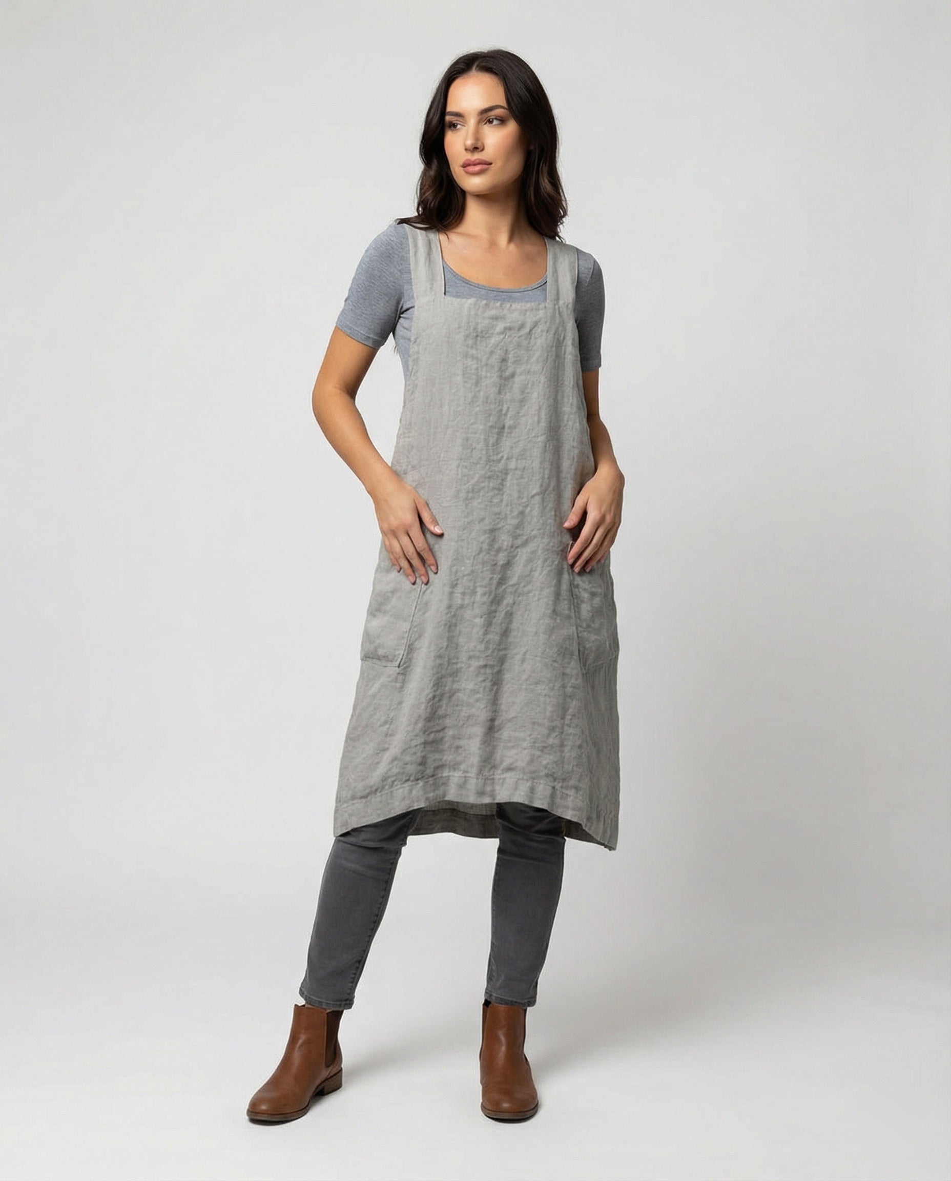 Daisy Clarke | Linen Apron Dress with Deep Pockets