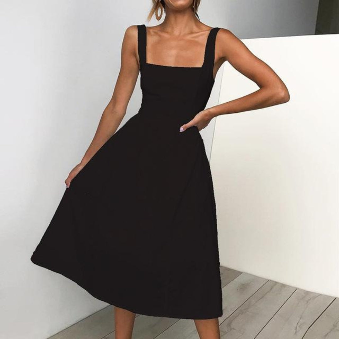 Sophie Laurent | Square-Neck Midi Dress