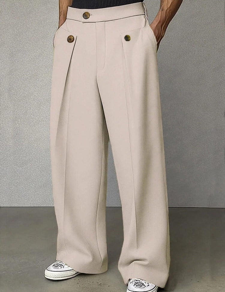 Benedict Harrow | Wide-Leg Pleated Trousers in Camel