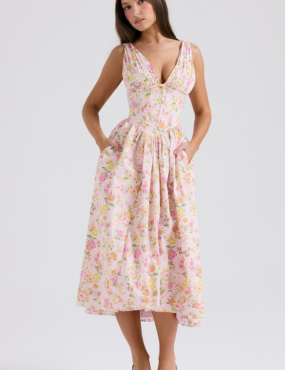 Cecily Barrow | Women's Wedding Guest Floral Midi Dress