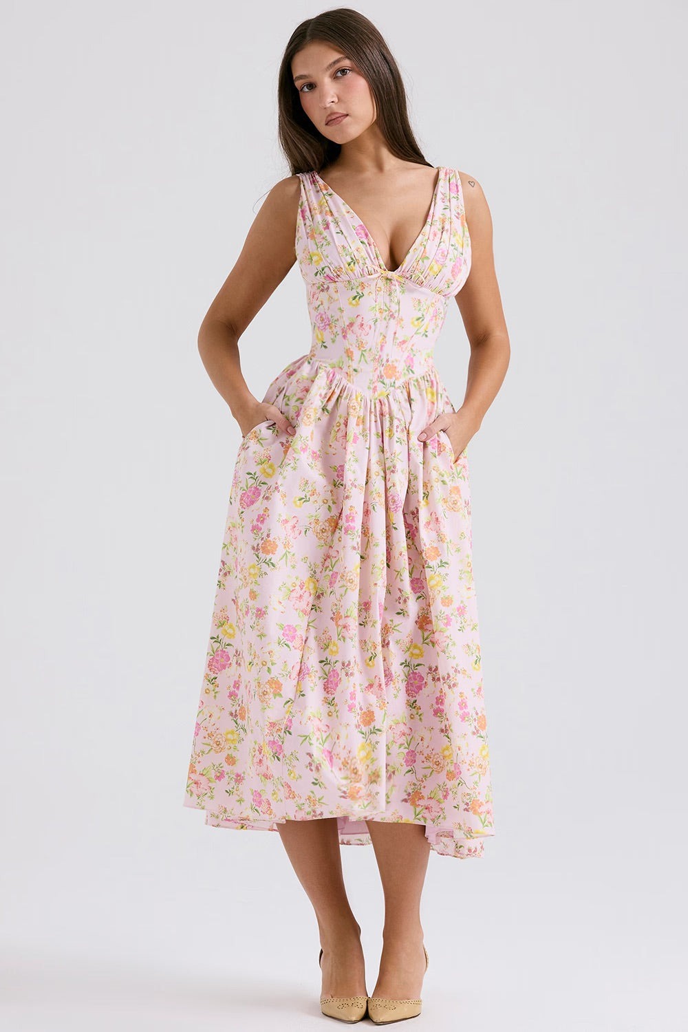 Cecily Barrow | Women's Wedding Guest Floral Midi Dress