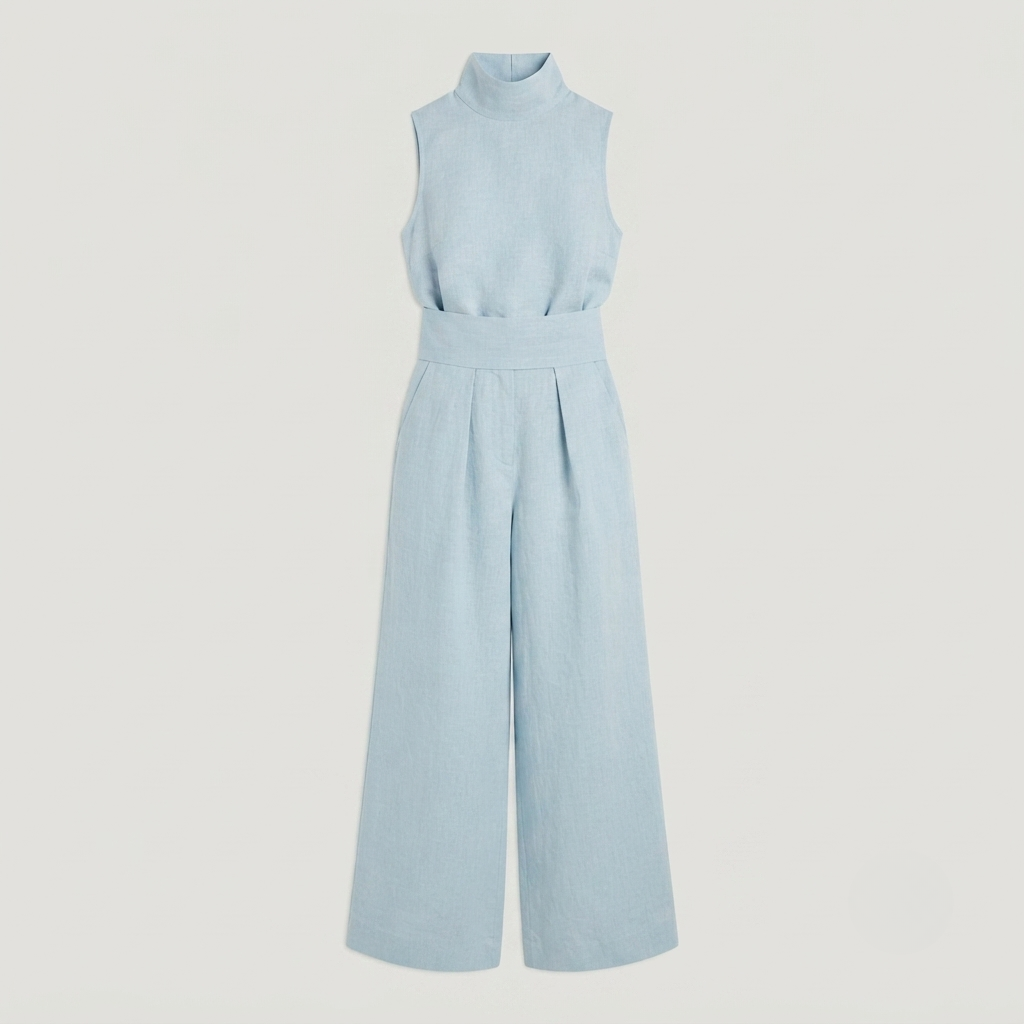 Isla Morgan | Linen Wide-Leg Trouser Set Natural Oat