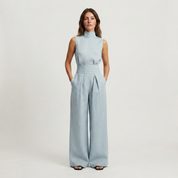 Isla Morgan | Linen Wide-Leg Trouser Set Natural Oat
