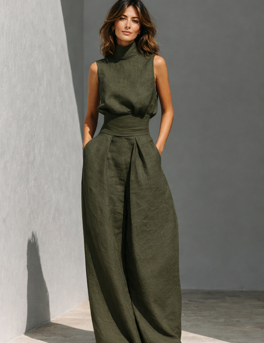 Isla Morgan | Linen Wide-Leg Trouser Set Natural Oat