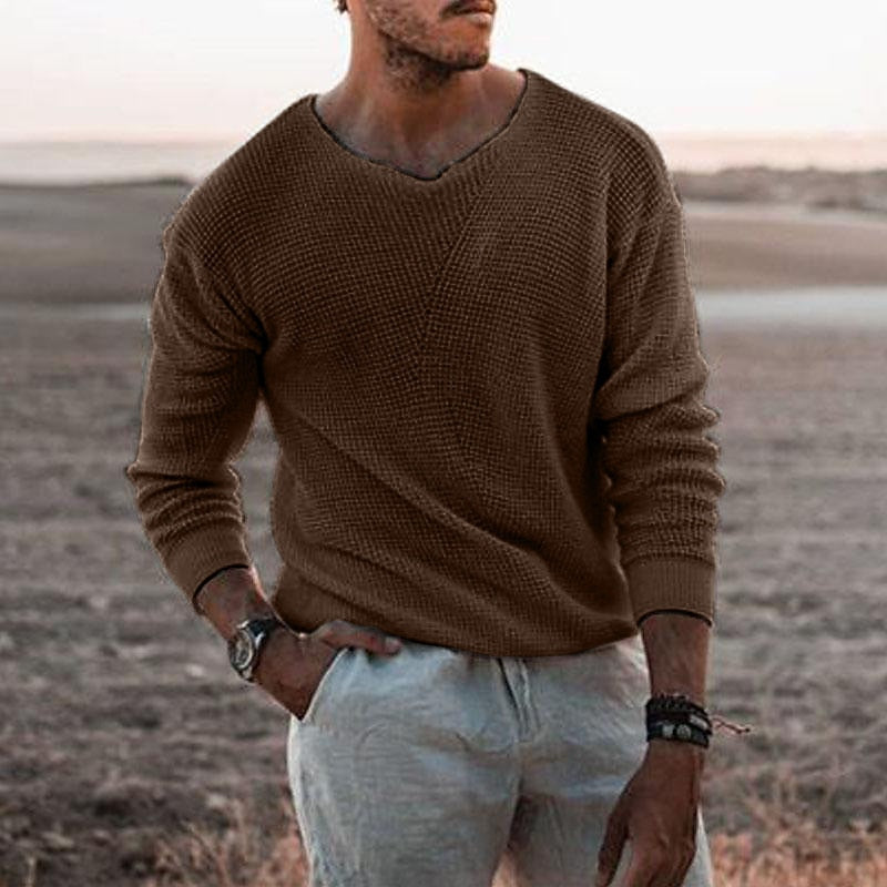 Rhys Cooper | Relaxed V-Neck Waffle Knit Jumper