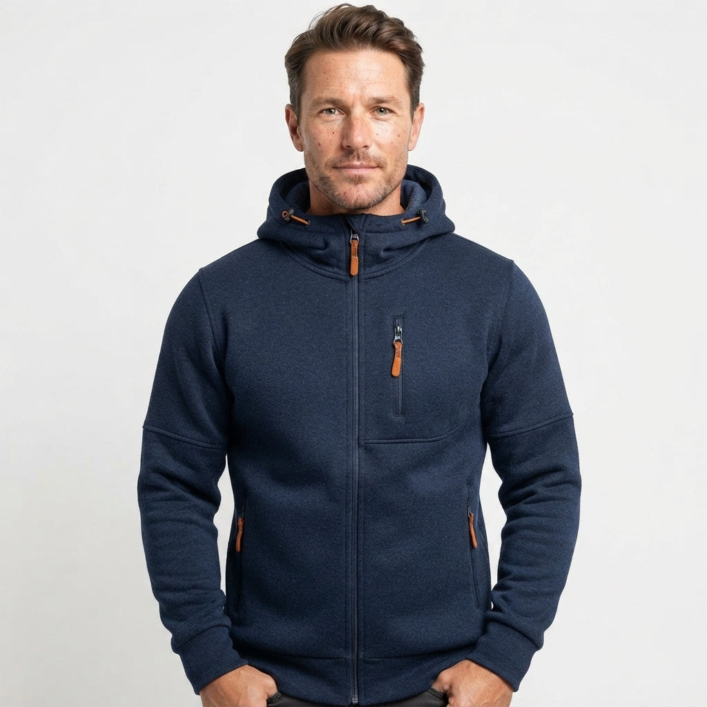 James Thornfield | Sweat à capuche polaire zippé Drax bleu marine