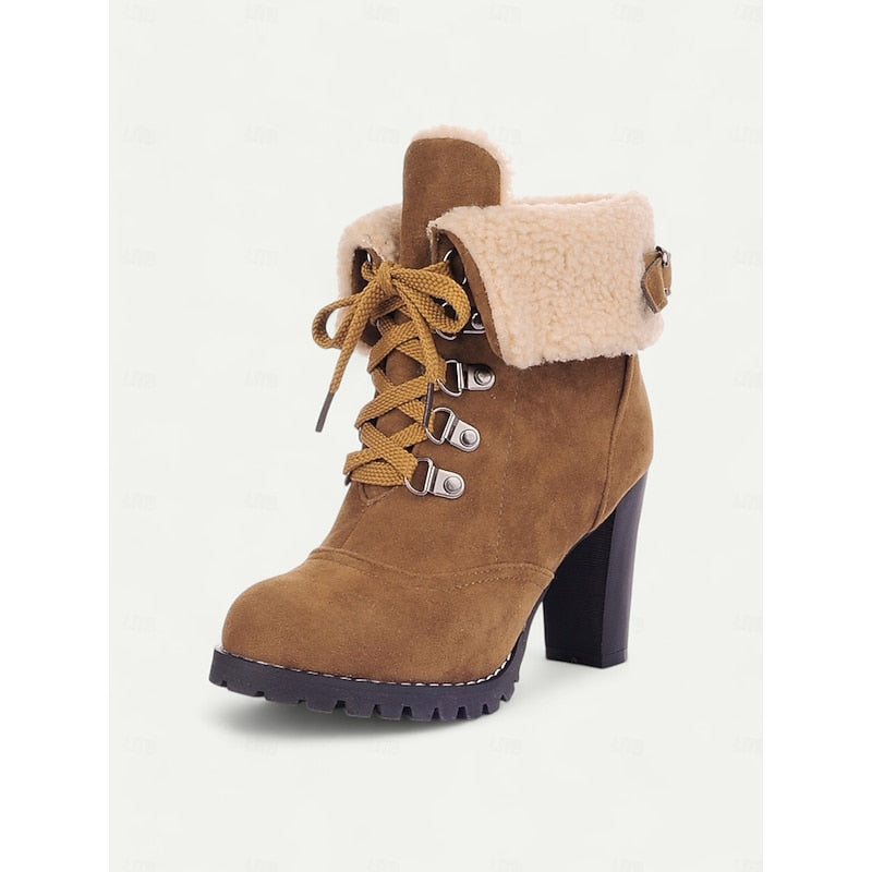 Tabitha Evans | Fur-Trimmed Lace-Up Winter Boots