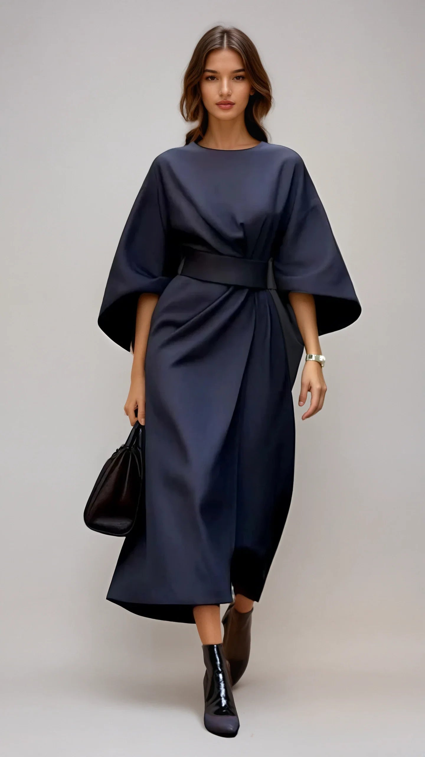 Claudine Elegant | Luxury Midi Dress with Belt