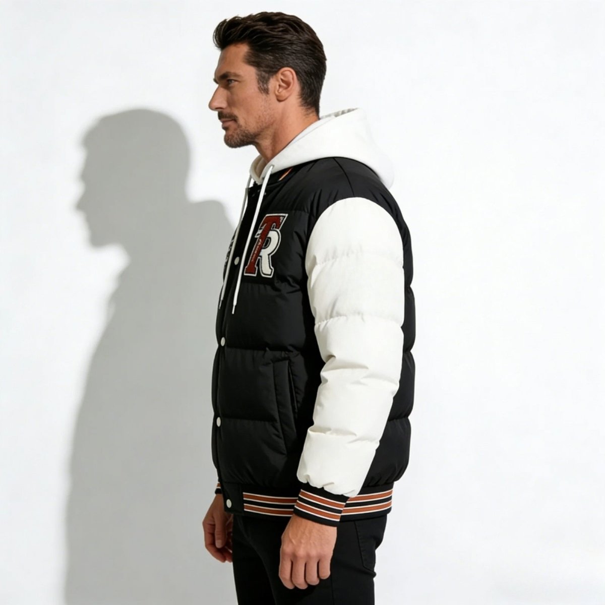 Track Record | Varsity Puffer Jacket with Urban Prestige (Black)