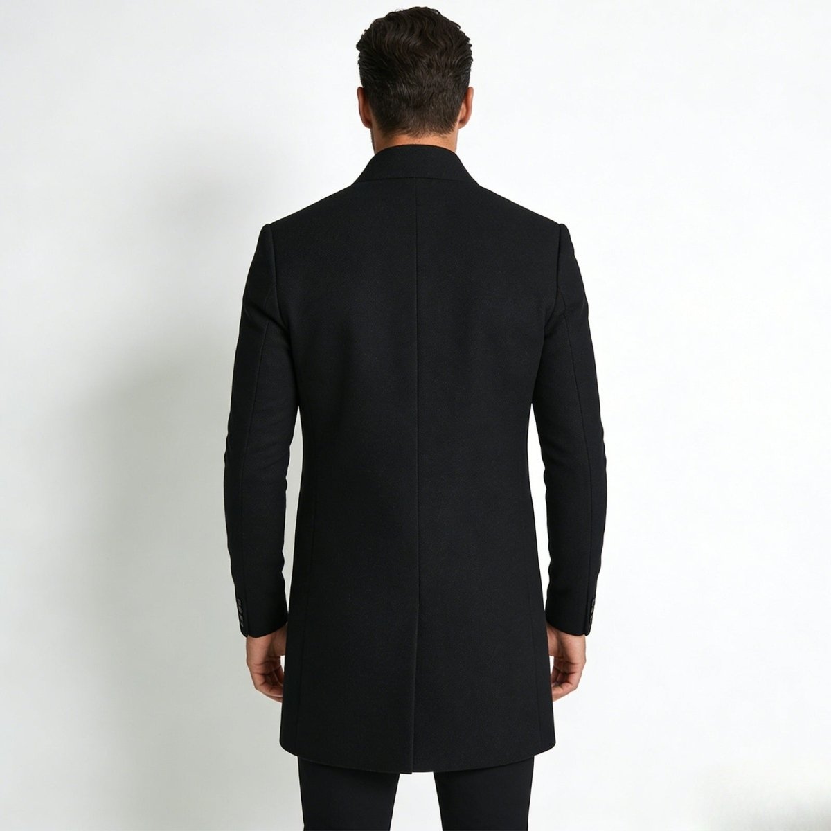 Edward Moretti | Stand Collar Wool Overcoat with Signature Elegance