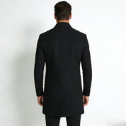 Edward Moretti | Stand Collar Wool Overcoat with Signature Elegance