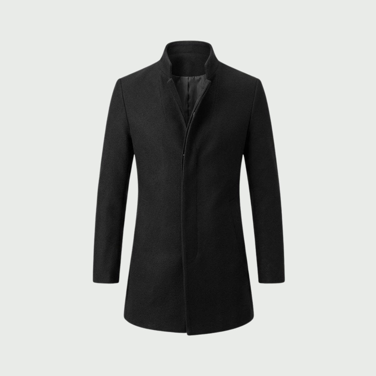 Edward Moretti | Stand Collar Wool Overcoat with Signature Elegance