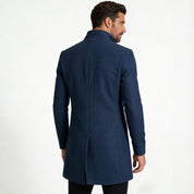 Edward Moretti | Stand Collar Wool Overcoat with Signature Elegance