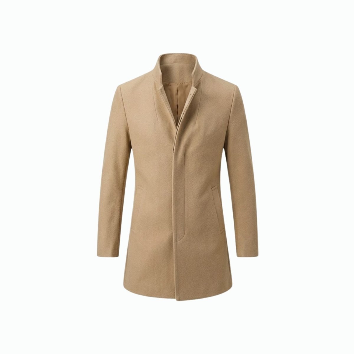 Edward Moretti | Stand Collar Wool Overcoat with Signature Elegance