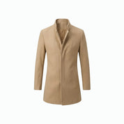 Edward Moretti | Stand Collar Wool Overcoat with Signature Elegance