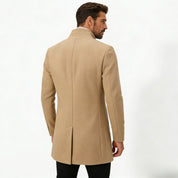 Edward Moretti | Stand Collar Wool Overcoat with Signature Elegance